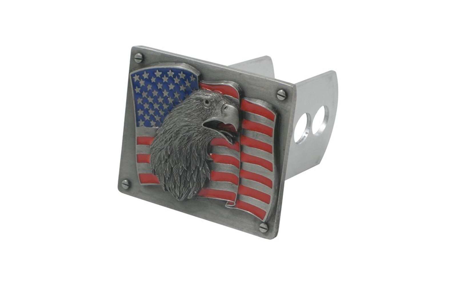 Eagle on Flag Rectangle Hitch Cover