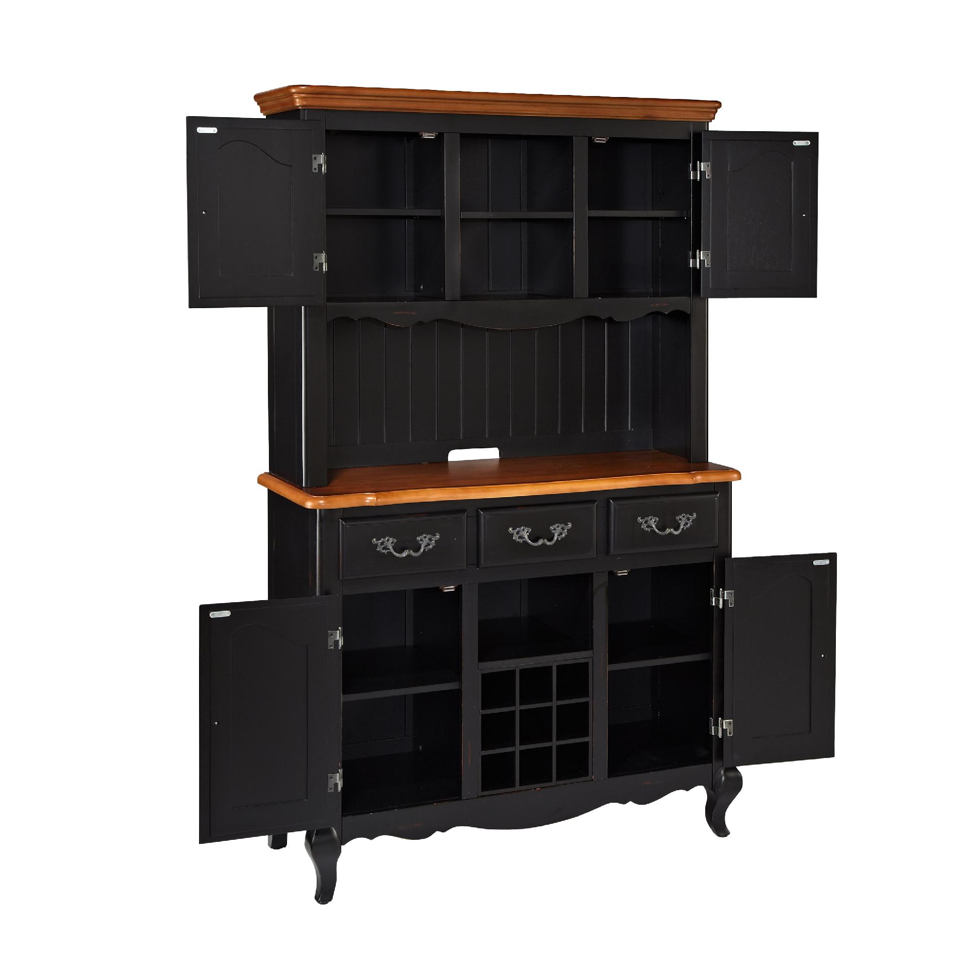Home Styles Oak and Rubbed Black French Countryside Buffet and Hutch
