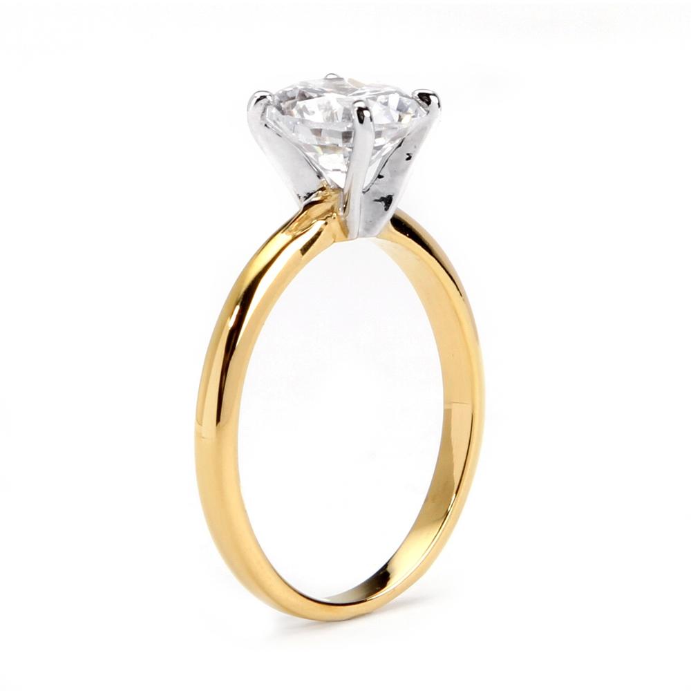 1.88 Carat Round Cubic Zirconia 14k Gold-Plated Bridal Engagement Solitaire Ring