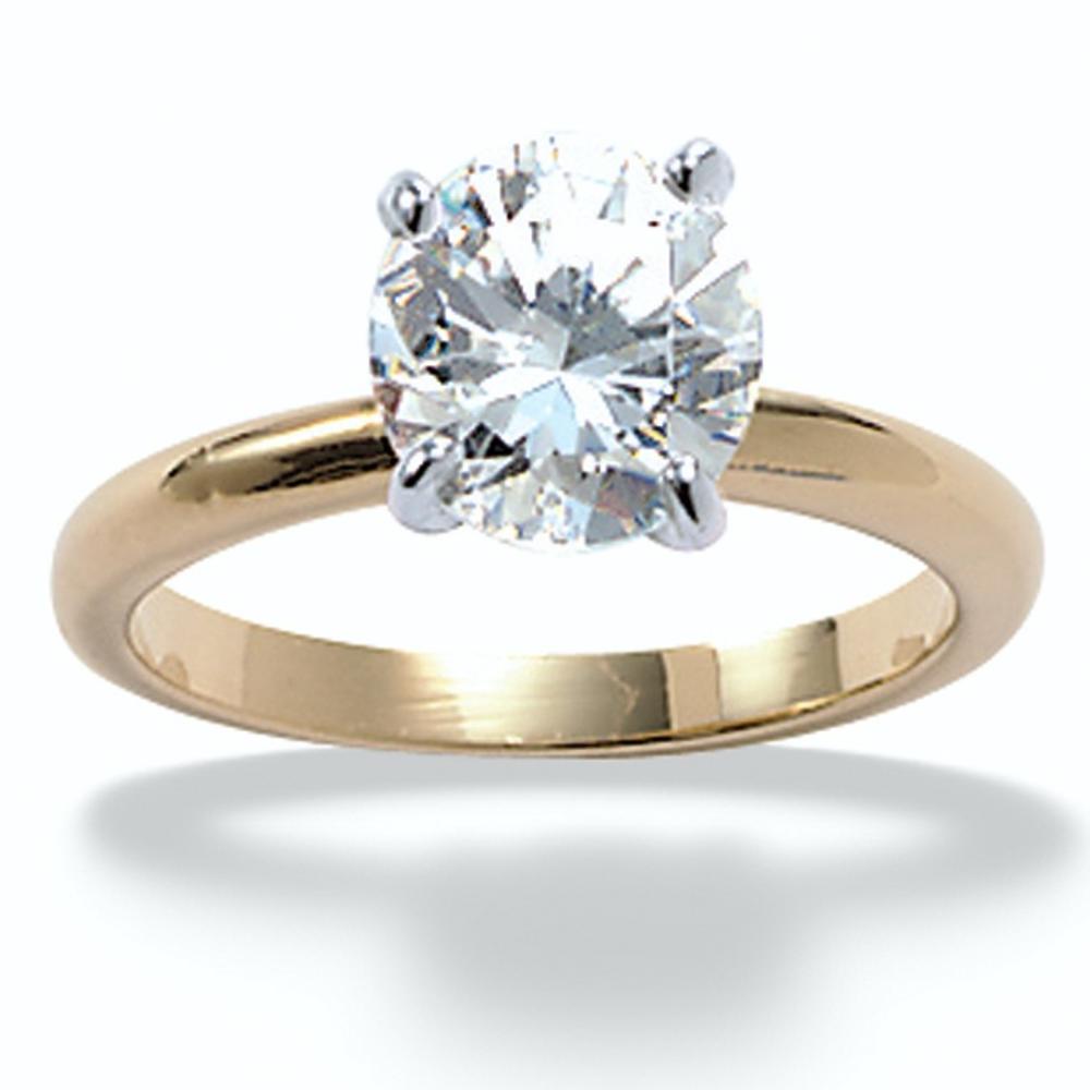 1.88 Carat Round Cubic Zirconia 14k Gold-Plated Bridal Engagement Solitaire Ring