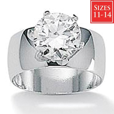 4-Carat Round Cubic Zirconia Sterling Silver Solitaire Bridal Engagement Ring