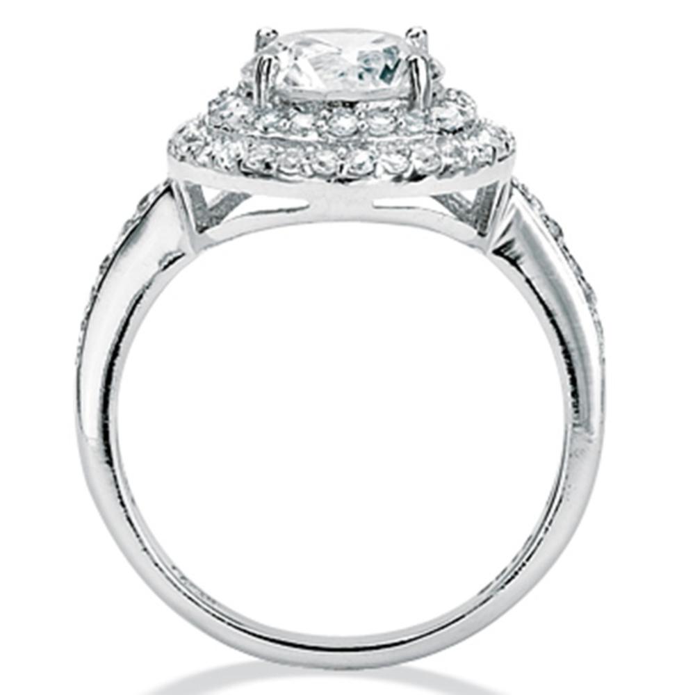 2.47 TCW Round Cubic Zirconia Platinum Over Sterling Silver Engagement/Anniversary Ring