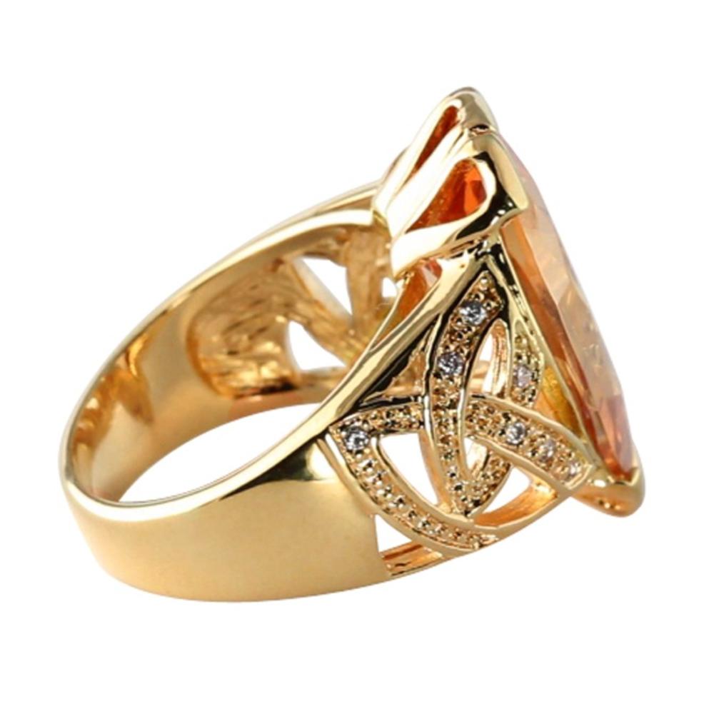 PalmBeach Jewelry 14.77 TCW Pear-Shaped Champagne-Colored Cubic Zirconia 18k Gold-Plated Ring