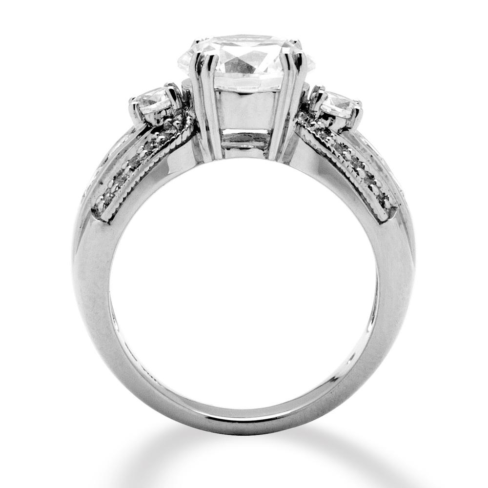 3.66 TCW Round Cubic Zirconia Platinum Over Sterling Silver Ring
