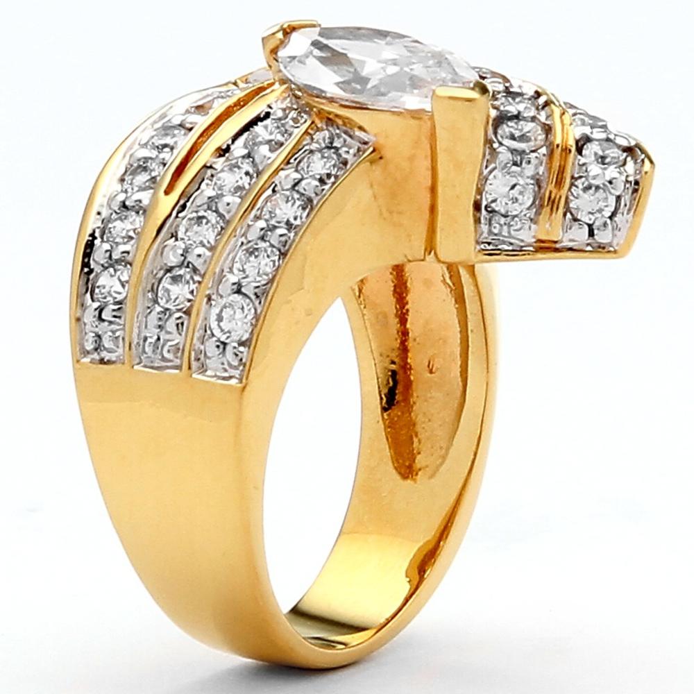 PalmBeach Jewelry 3.08 TCW Marquise-Cut Cubic Zirconia 14k Yellow Gold-Plated Wrap Ring