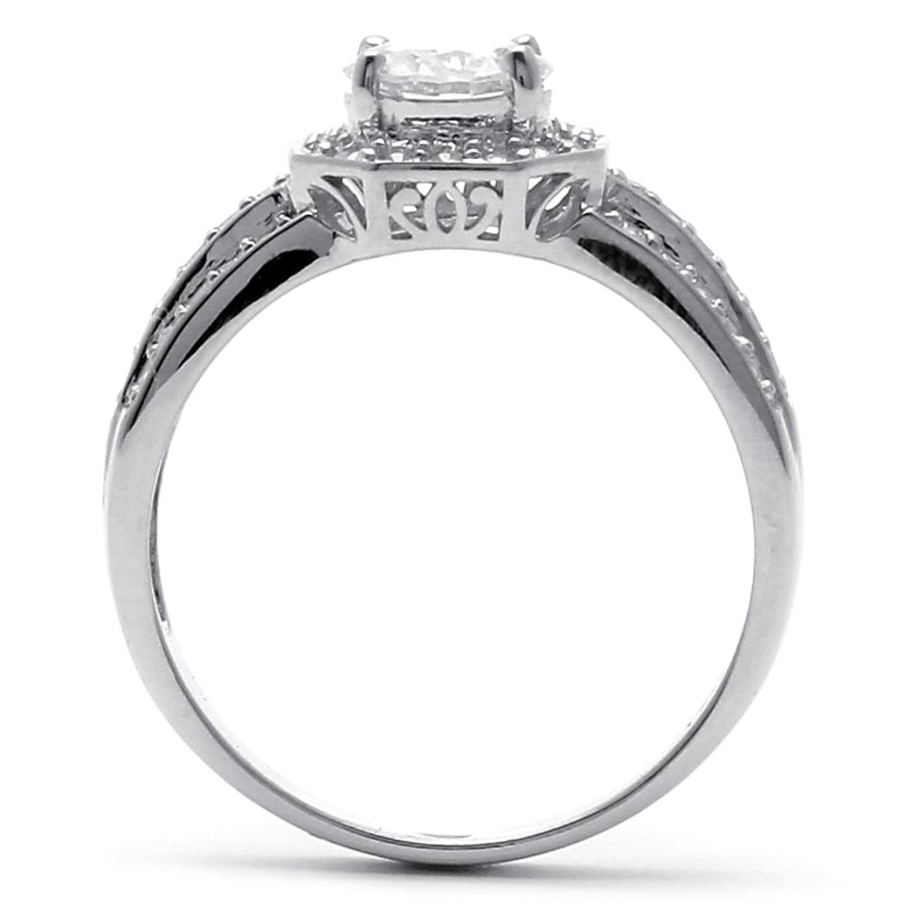 2.26 TCW Cubic Zirconia Platinum over Sterling Silver Octagon-Shaped Engagement Anniversary Ring