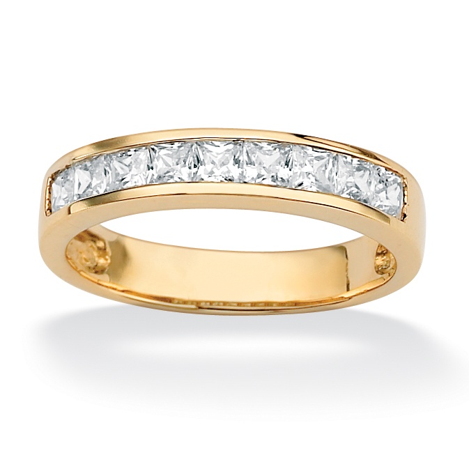 .81 TCW Princess-Cut Cubic Zirconia 18k Yellow Gold over Sterling Silver Anniversary Ring