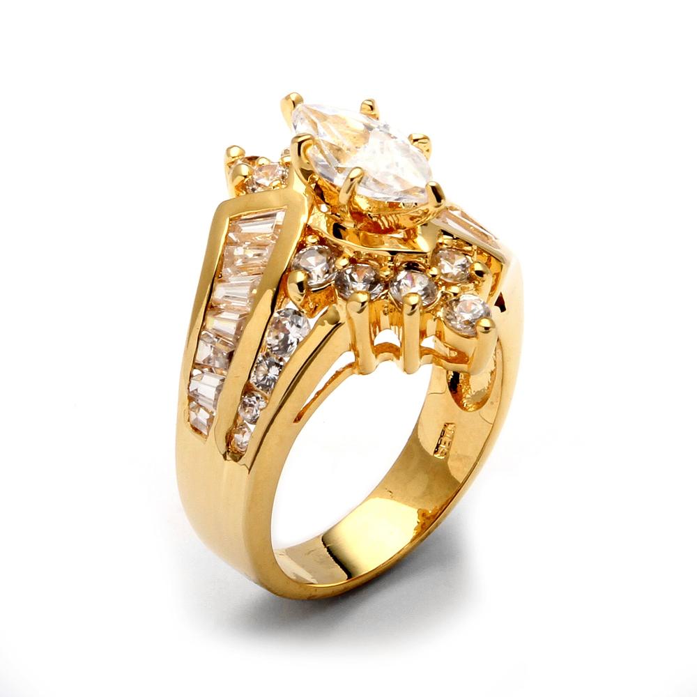 3.20 TCW Marquise-Cut Cubic Zirconia 14k Yellow Gold-Plated Ring