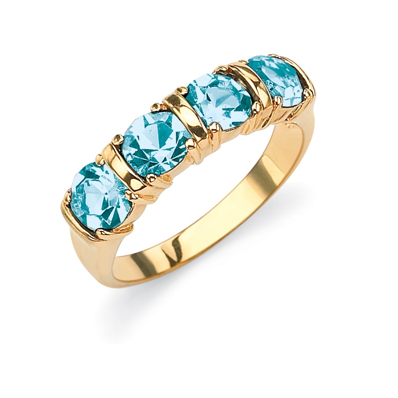 Simulated Birthstone 18k Yellow Gold Plated Channel Ring