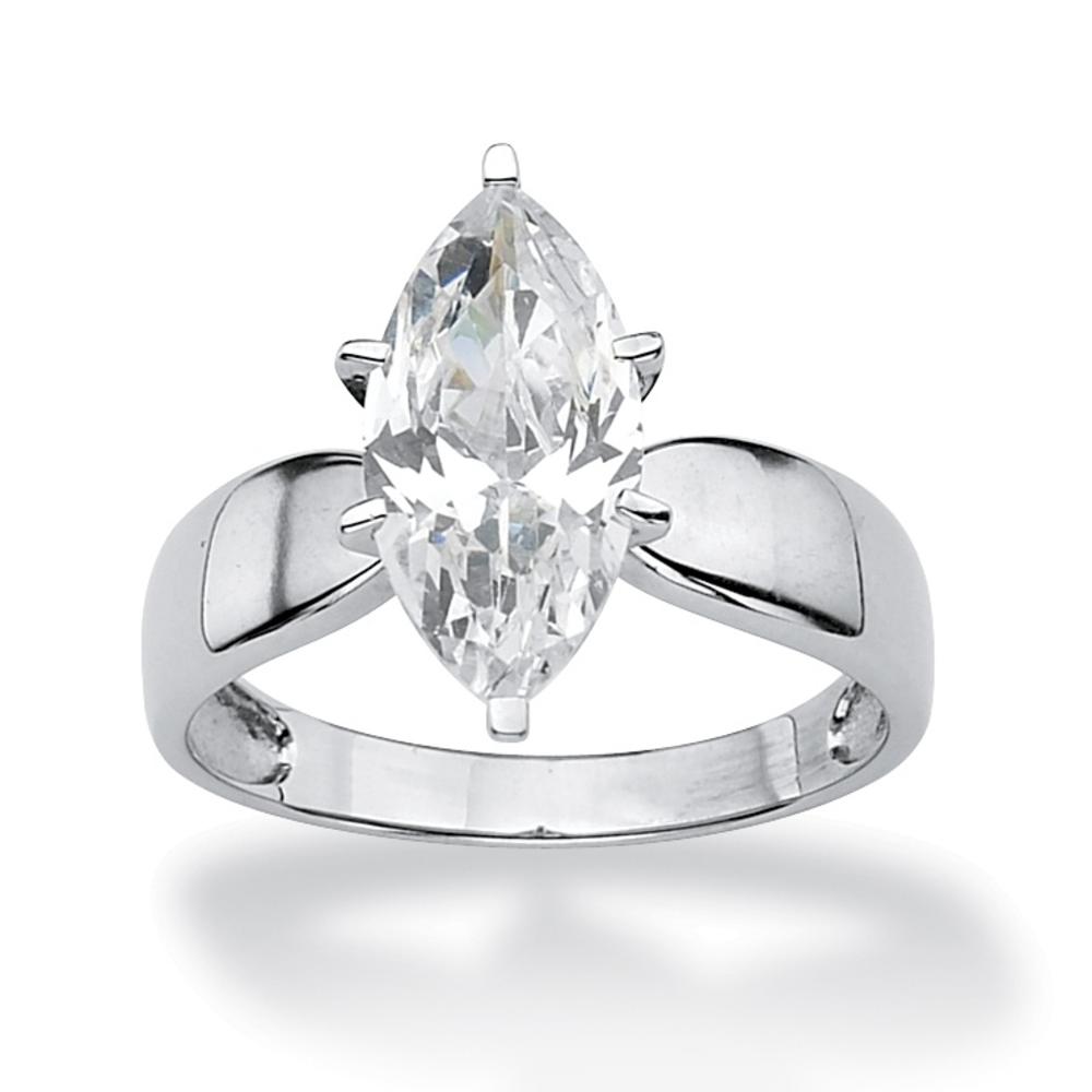 2.48 TCW Marquise-Cut Cubic Zirconia Platinum Over Sterling Silver Solitaire Bridal Engagement Ring