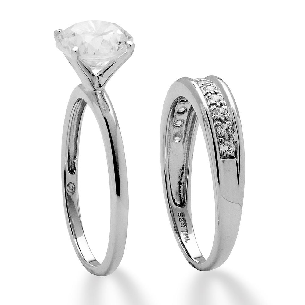 2.20 TCW Round Cubic Zirconia Wedding Ring Set in Platinum over Sterling Silver