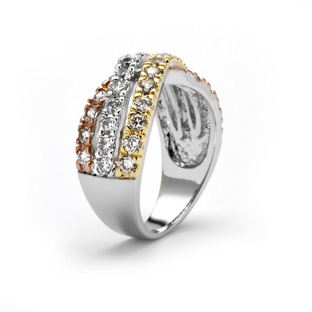 1.15 TCW Cubic Zirconia Twist Ring in Yellow Gold Tone  Silvertone and Rose Gold-Plated