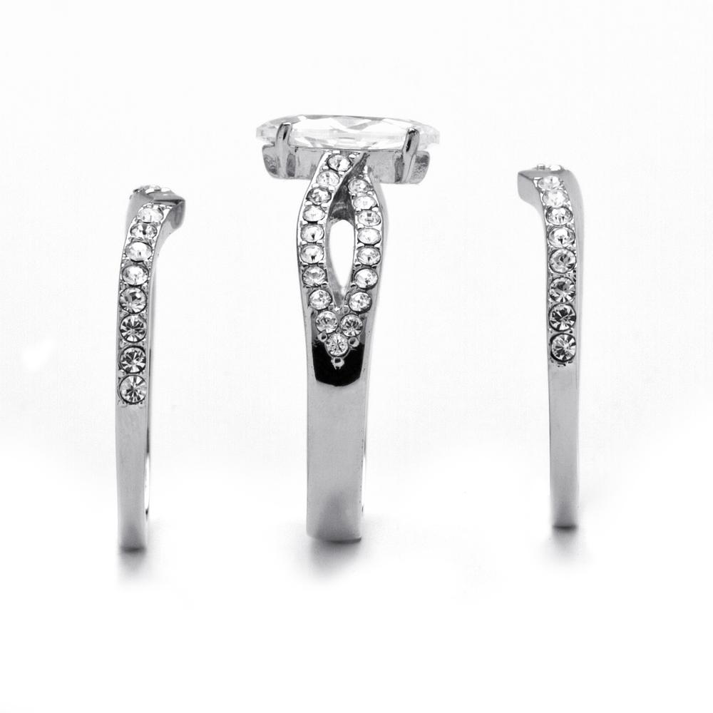 3 Piece 1.50 TCW Marquise-Cut Cubic Zirconia and Crystal Bridal Set in Silvertone