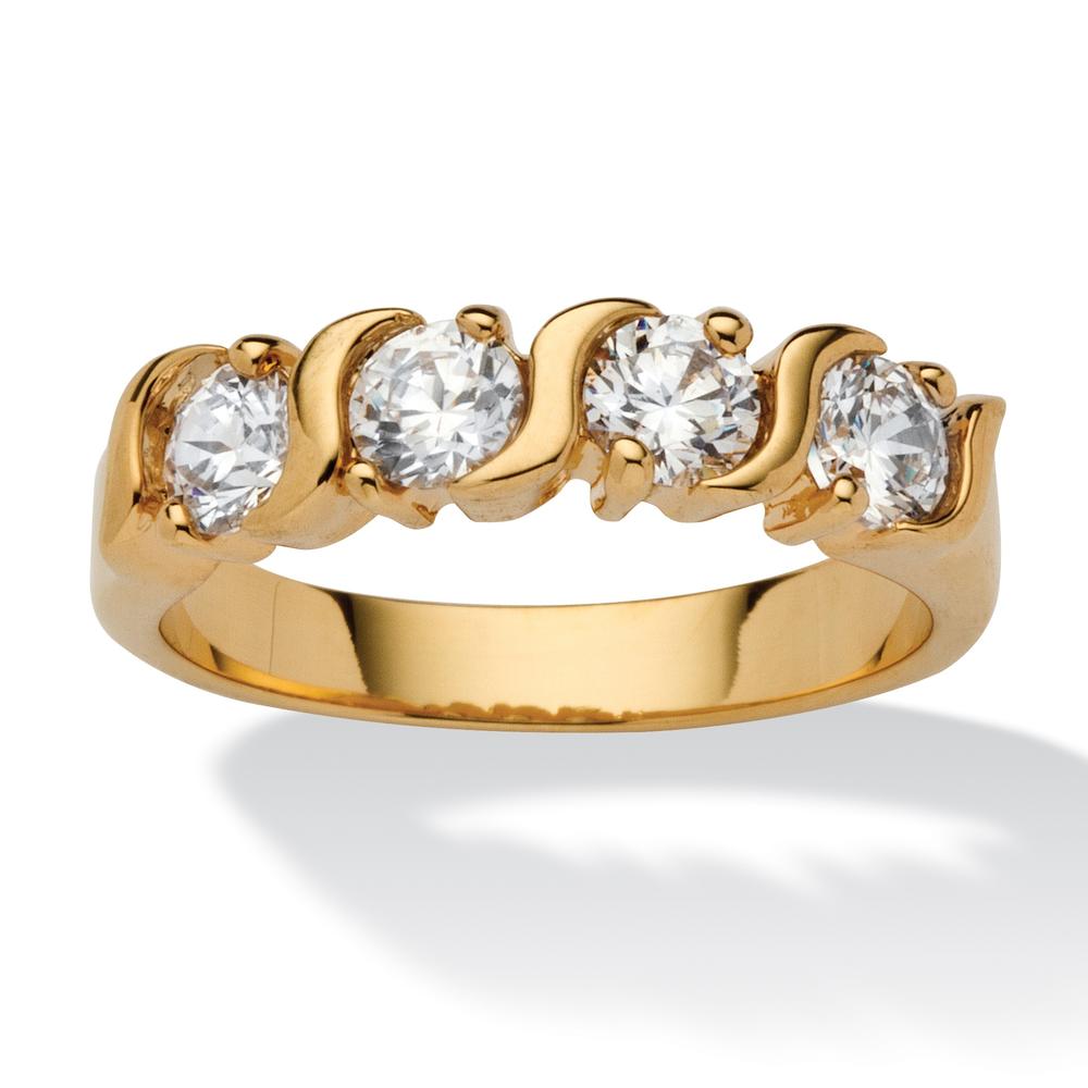 1.00 TCW Round Cubic Zirconia 14k Gold-Plated Wedding Band