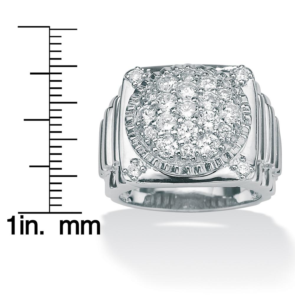 Men's 1.63 TCW Round Cubic Zirconia Platinum Over Sterling Silver Cluster Ring