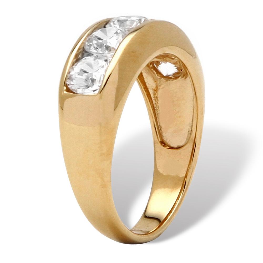 Men's 2.50 TCW Round Cubic Zirconia 18k Gold over Sterling Silver Wedding Band Ring