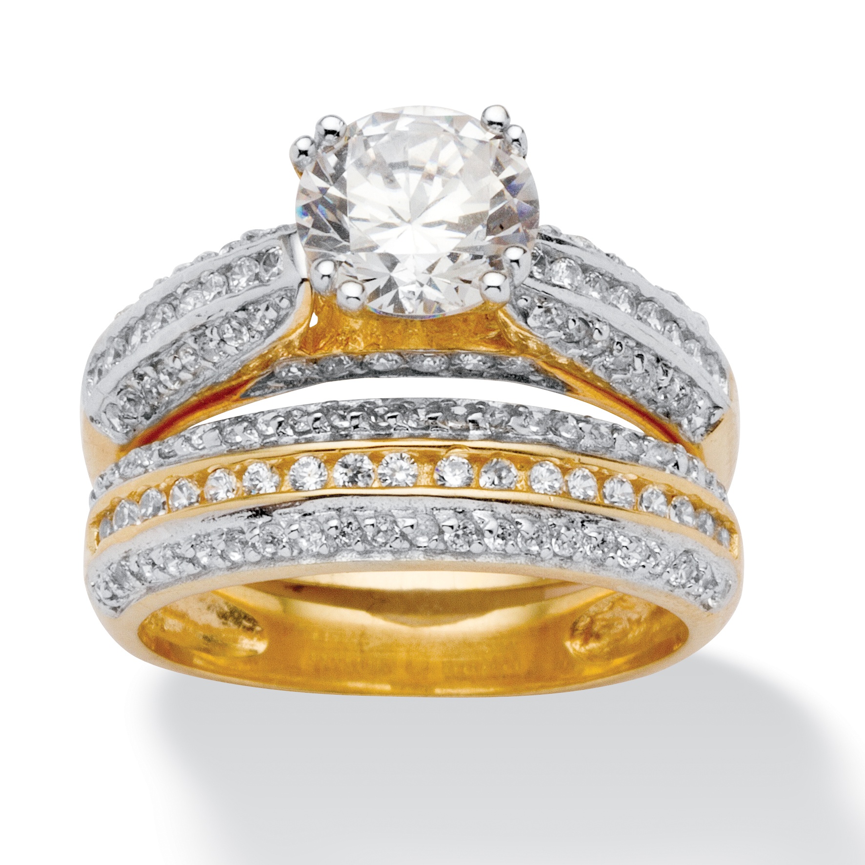 Gold over silver wedding rings
