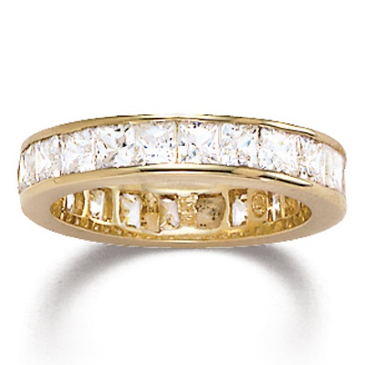5.29 TCW Princess-Cut Cubic Zirconia 18k Yellow Gold Over Sterling Silver Eternity Channel Band Ring