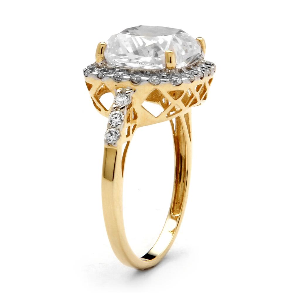 3.20 TCW Cushion Princess-Cut Cubic Zirconia 10k Yellow Gold Engagement Anniversary Ring
