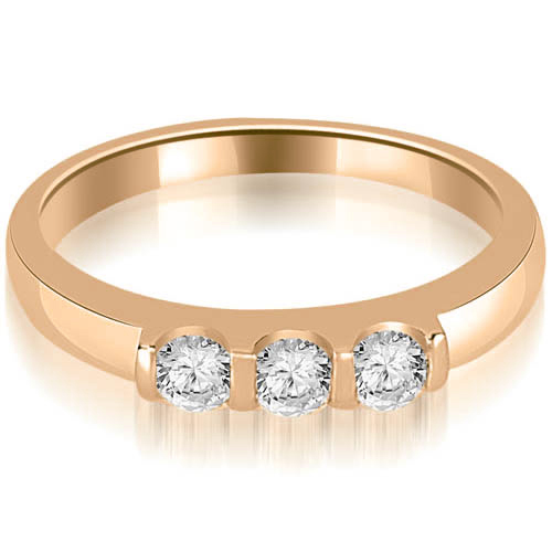0.45 Cttw Round Cut 14k Rose Gold Diamond Three-Stone Wedding Band