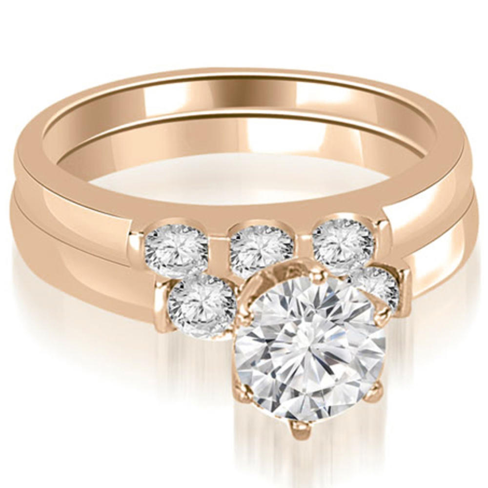 1.25-Cttw Round Cut 14k Rose Gold Diamond Bridal Set