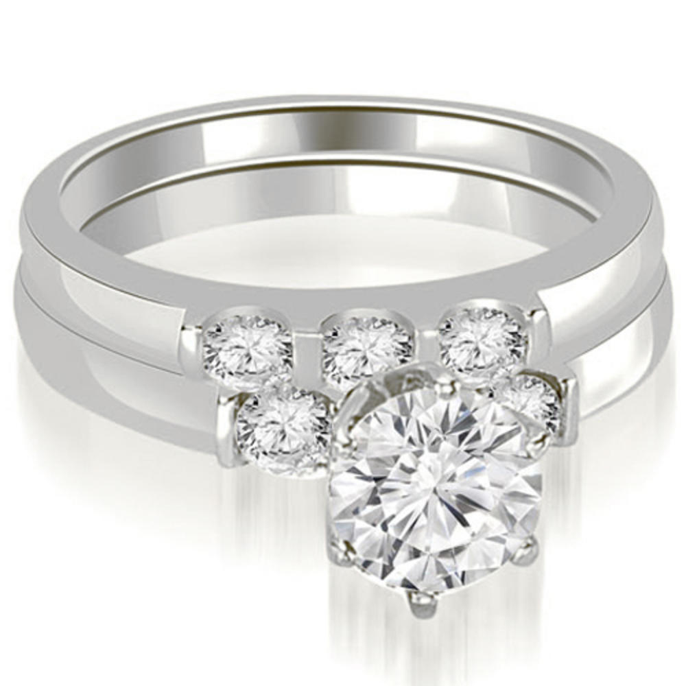 1.10 cttw. 14K White Gold Round Cut Diamond Engagement Bridal Set (I1, H-I)