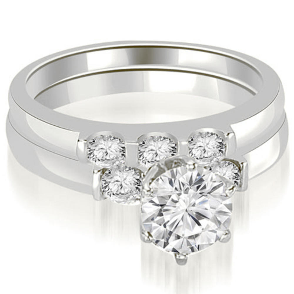 1.10 cttw. 18K White Gold Round Cut Diamond Engagement Bridal Set (I1, H-I)