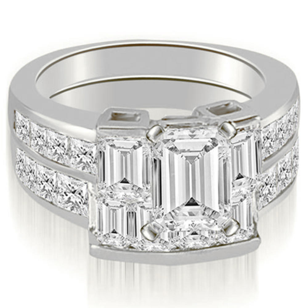 3.80 cttw Emerald- and Princess-Cut 14k White Gold Diamond Engagement Set