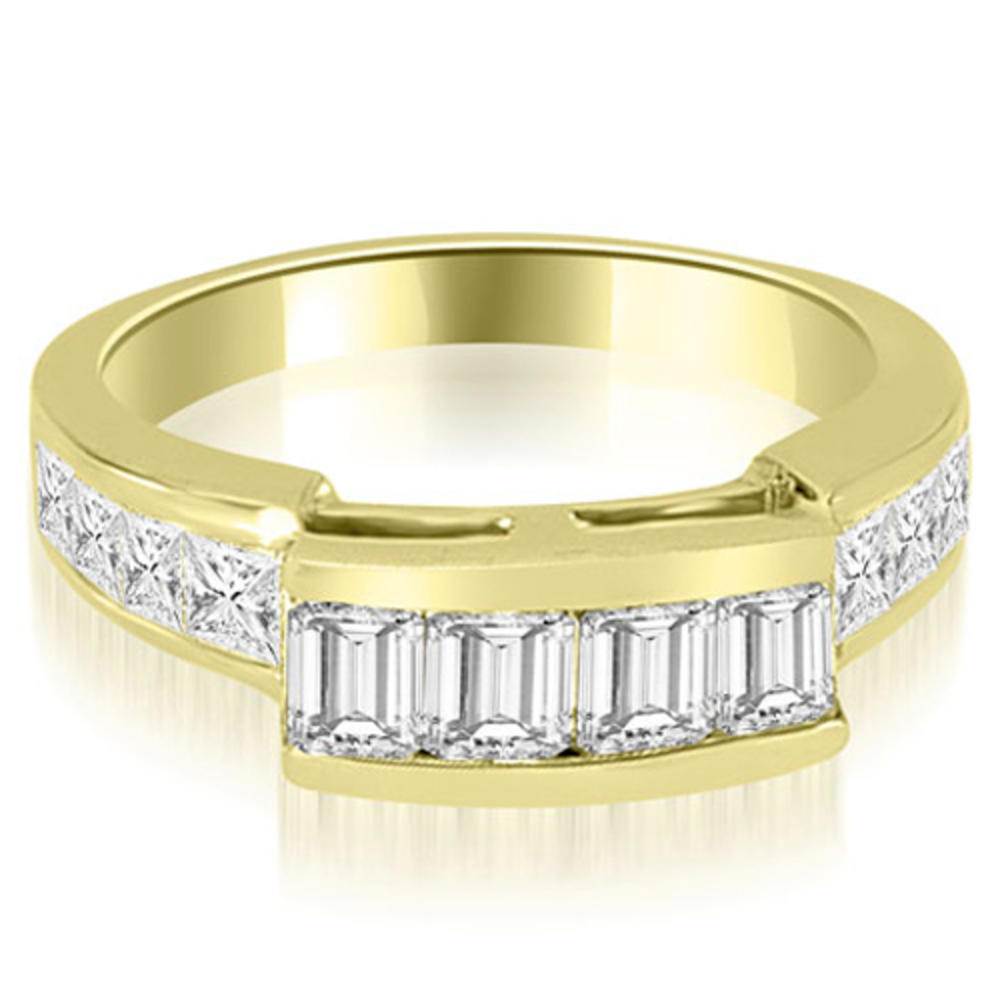 3.25 cttw. 18K Yellow Gold Channel Diamond Princess and Emerald Cut Bridal Set (I1, H-I)