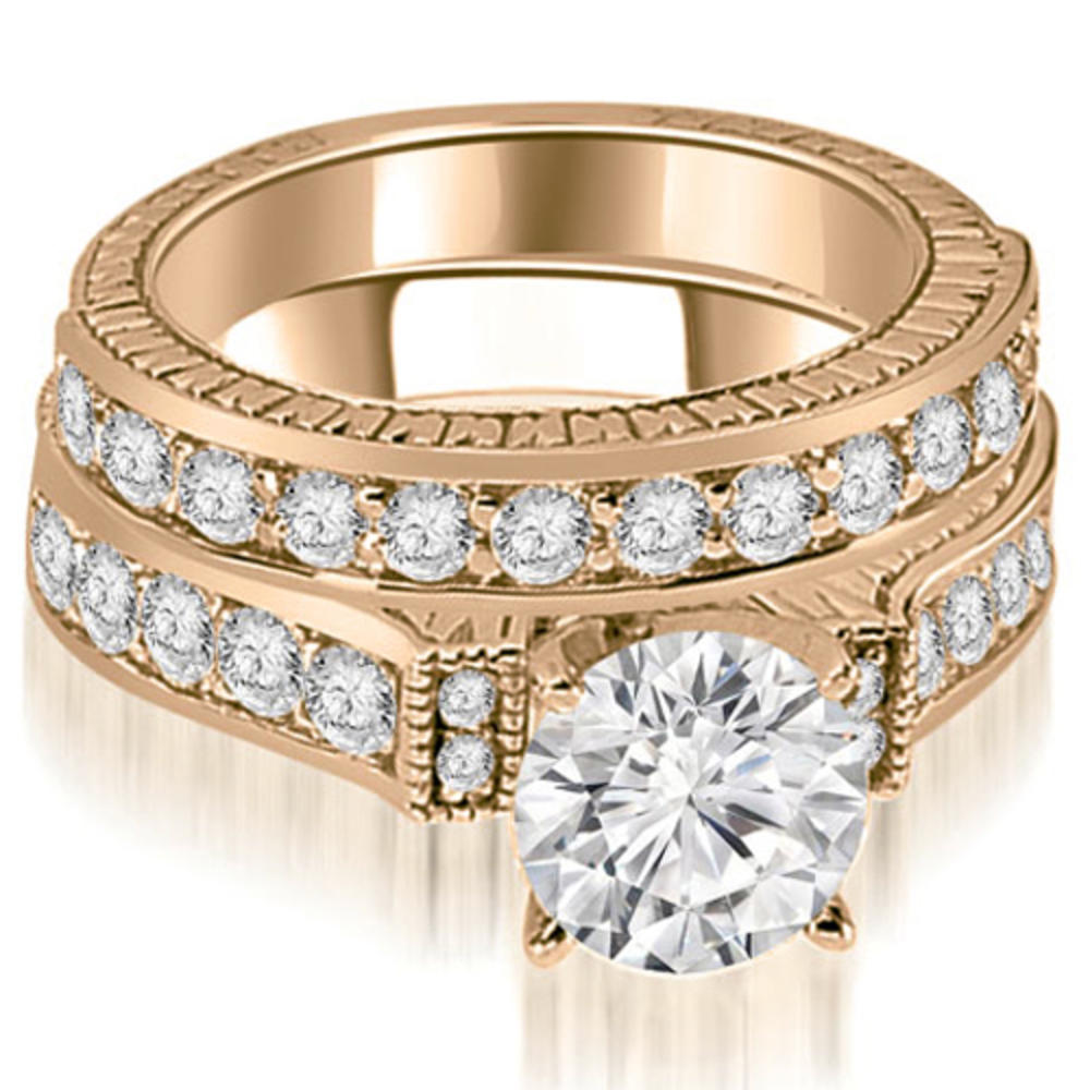 1.90 Cttw. Round Cut 14K Rose Gold Diamond Bridal Set