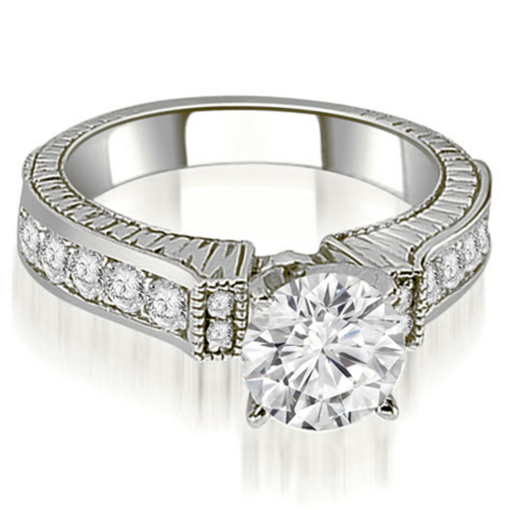 1.65 Cttw Round Cut 14k White Gold Diamond Engagement Ring Set