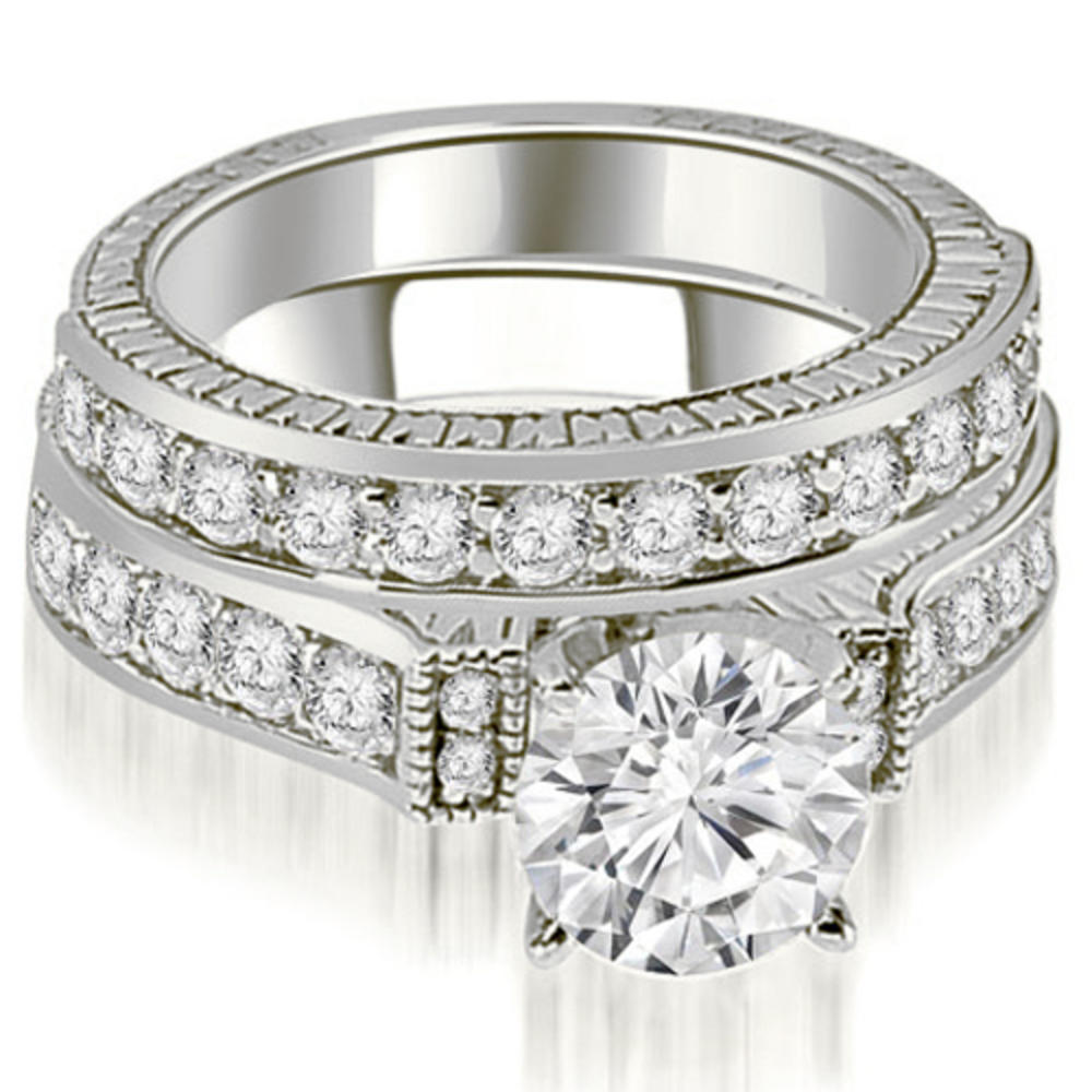 1.90 Cttw Round Cut 18k White Gold Diamond Bridal Set