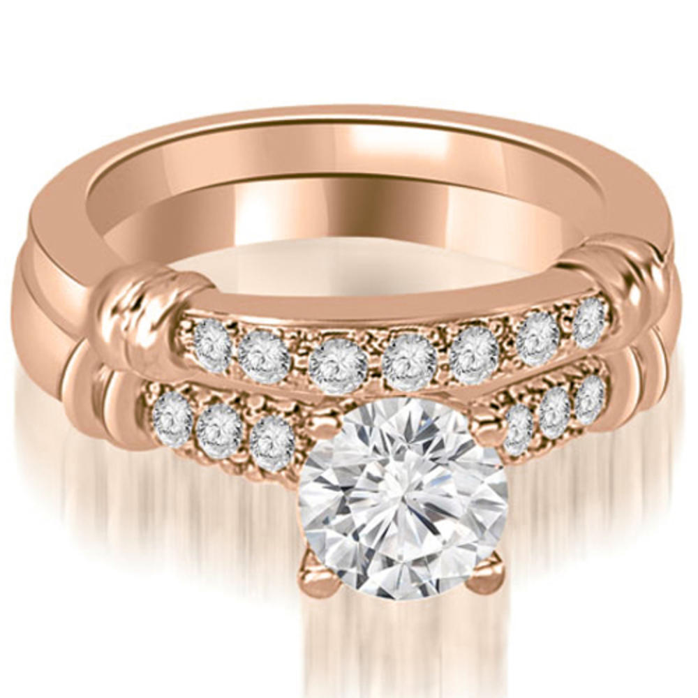 1.33 Cttw. Round Cut 18K Rose Gold Diamond Bridal Set