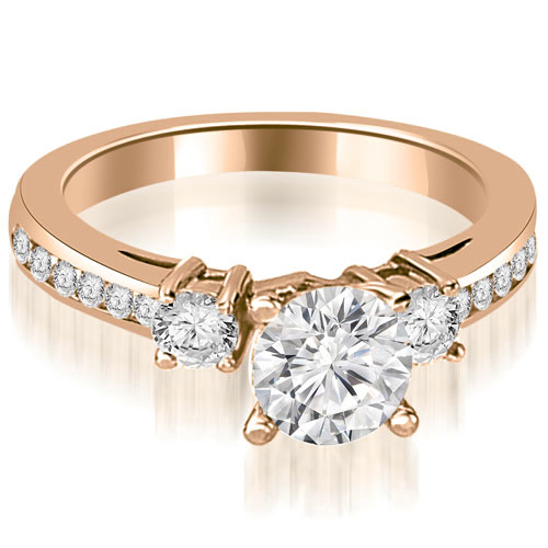 0.95 Cttw Round Cut 14K Rose Gold Diamond Engagement Ring