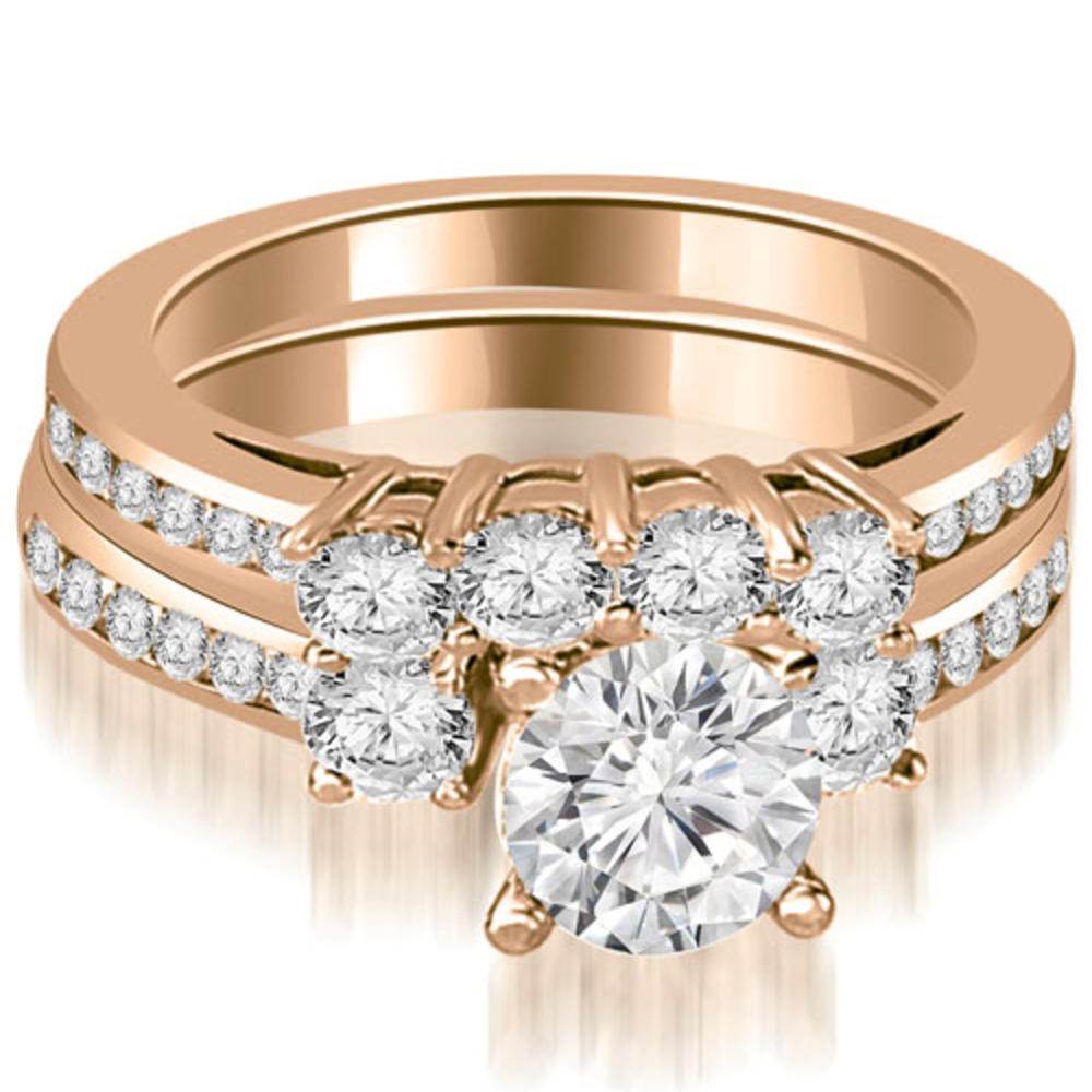 1.97 Cttw Round Cut 14K Rose Gold Diamond Engagement Set