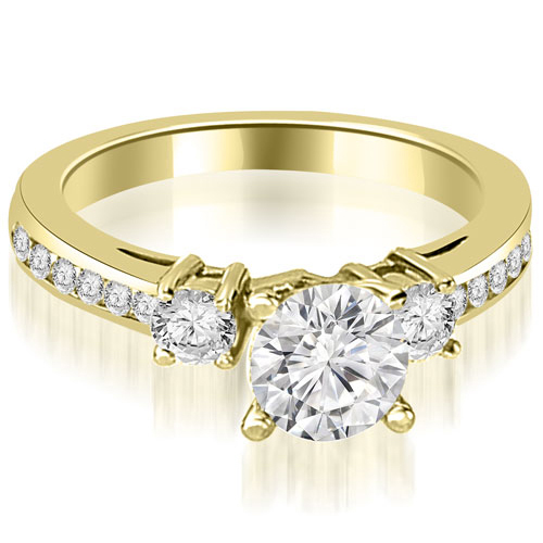 0.95 Cttw. Round Cut 14K Yellow Gold Diamond Engagement Ring