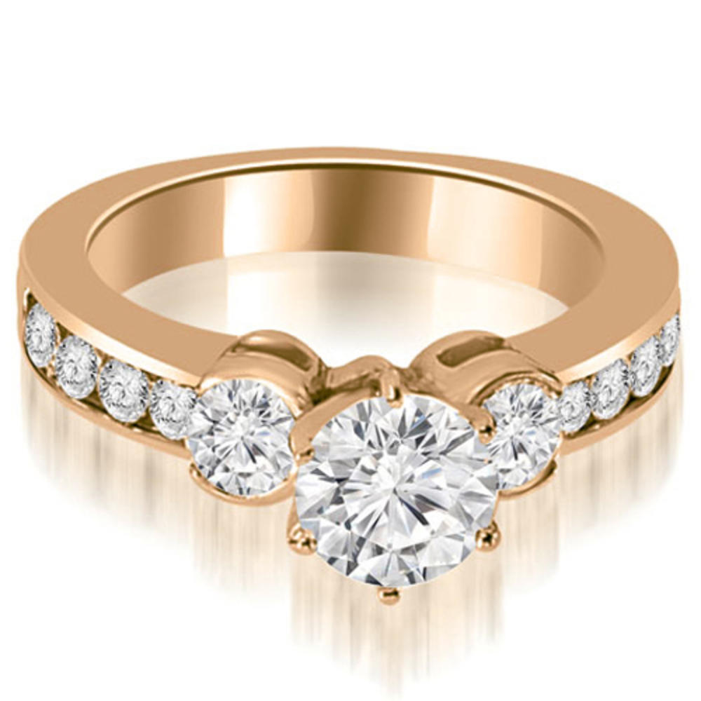 3.00 cttw. 14K Rose Gold Bezel Set Round Cut Diamond Engagement Set (I1, H-I)