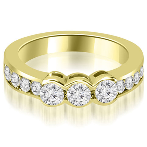 1.10 Cttw Round Cut 14k Yellow Gold Diamond Bezel Wedding Ring
