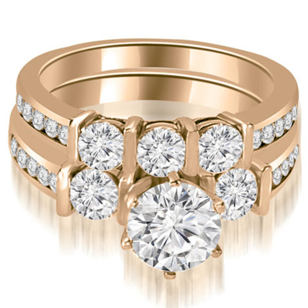 2.15 Cttw Round-Cut 14K Rose Gold Diamond Engagement Set