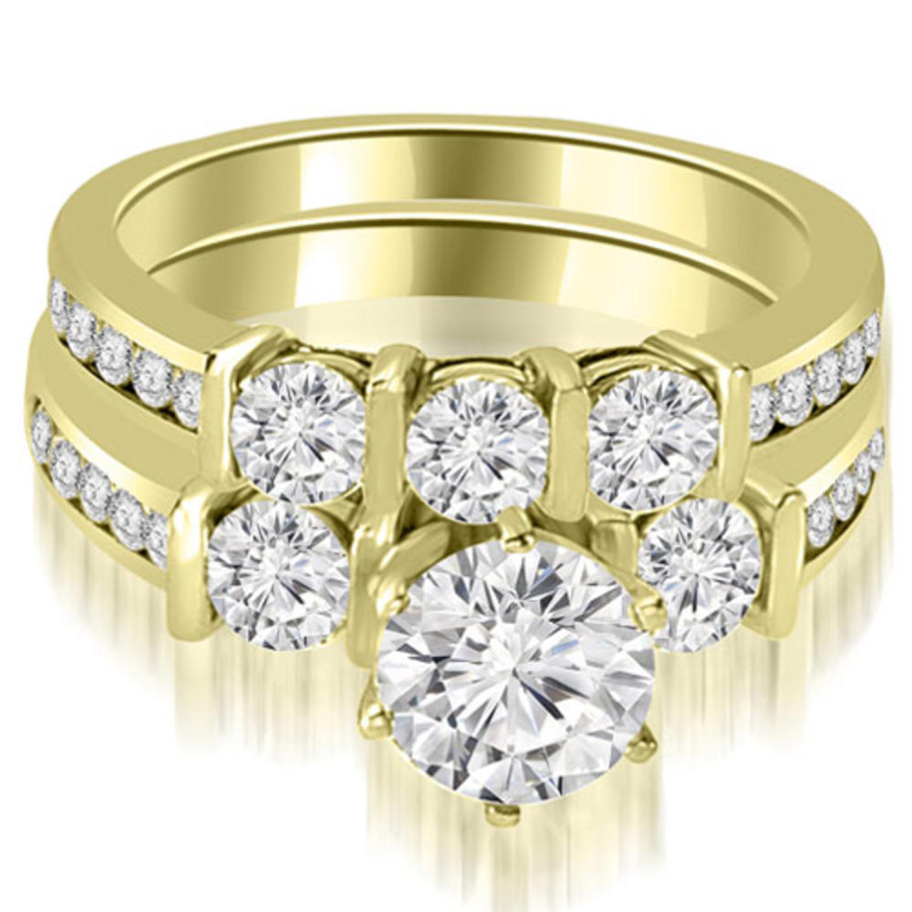 1.85 Cttw Round Cut 14K Yellow Gold Diamond Wedding Set