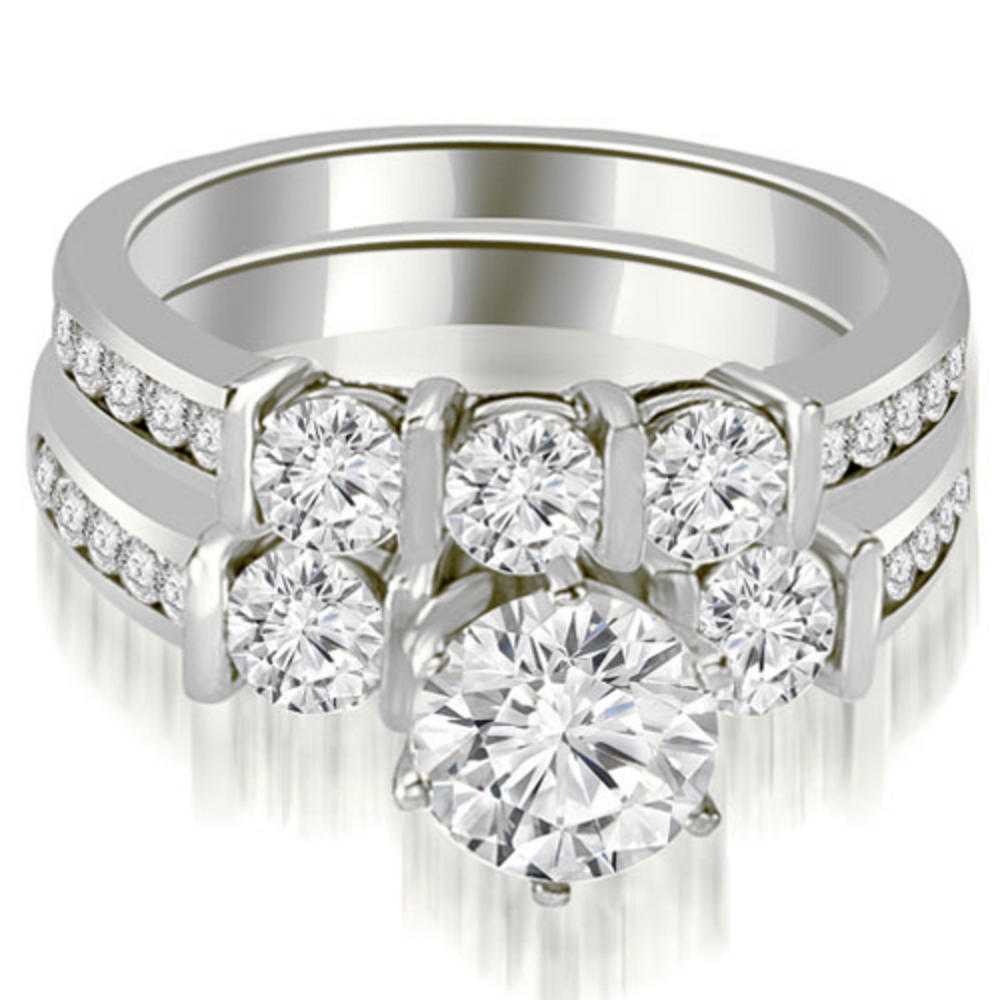 1.90 cttw Round-Cut 18k White Gold Diamond Engagement Set