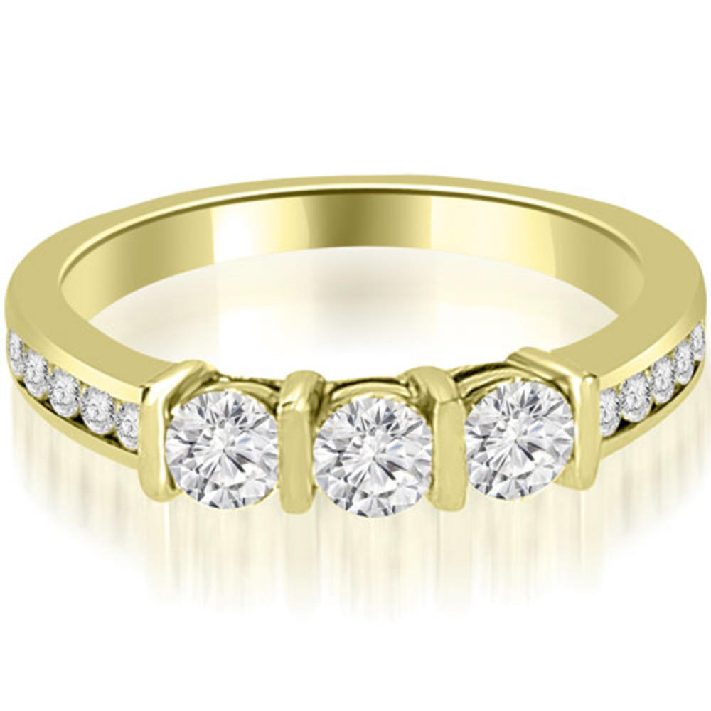 1.85 Cttw Round Cut 18k Yellow Gold Diamond Engagement Ring Set