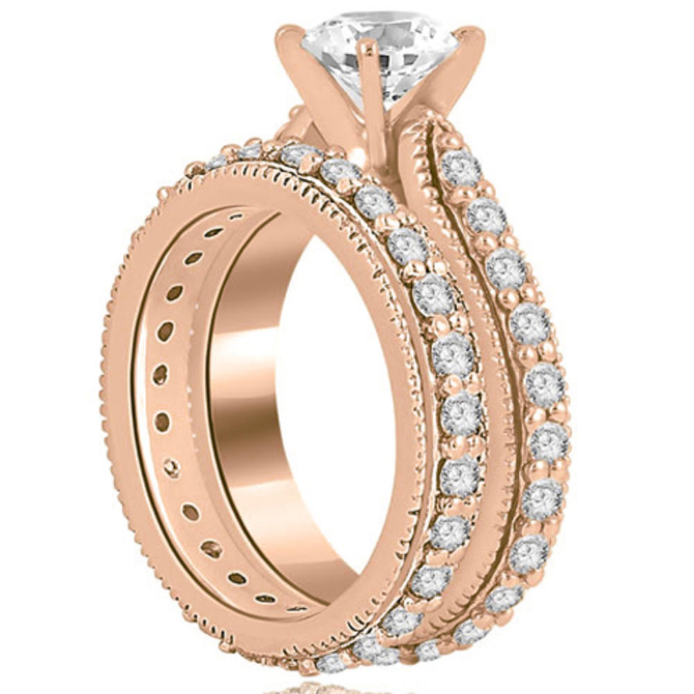1.85 Cttw Princess- and Emerald-Cut 18K Rose Gold Eternity Bridal Set