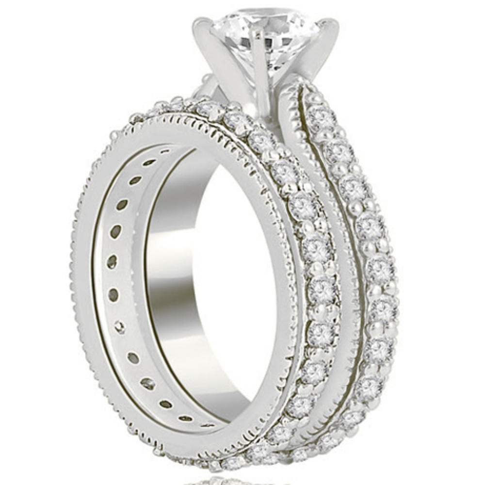 2.25 Cttw Round-Cut 18K White Gold Diamond Bridal Set