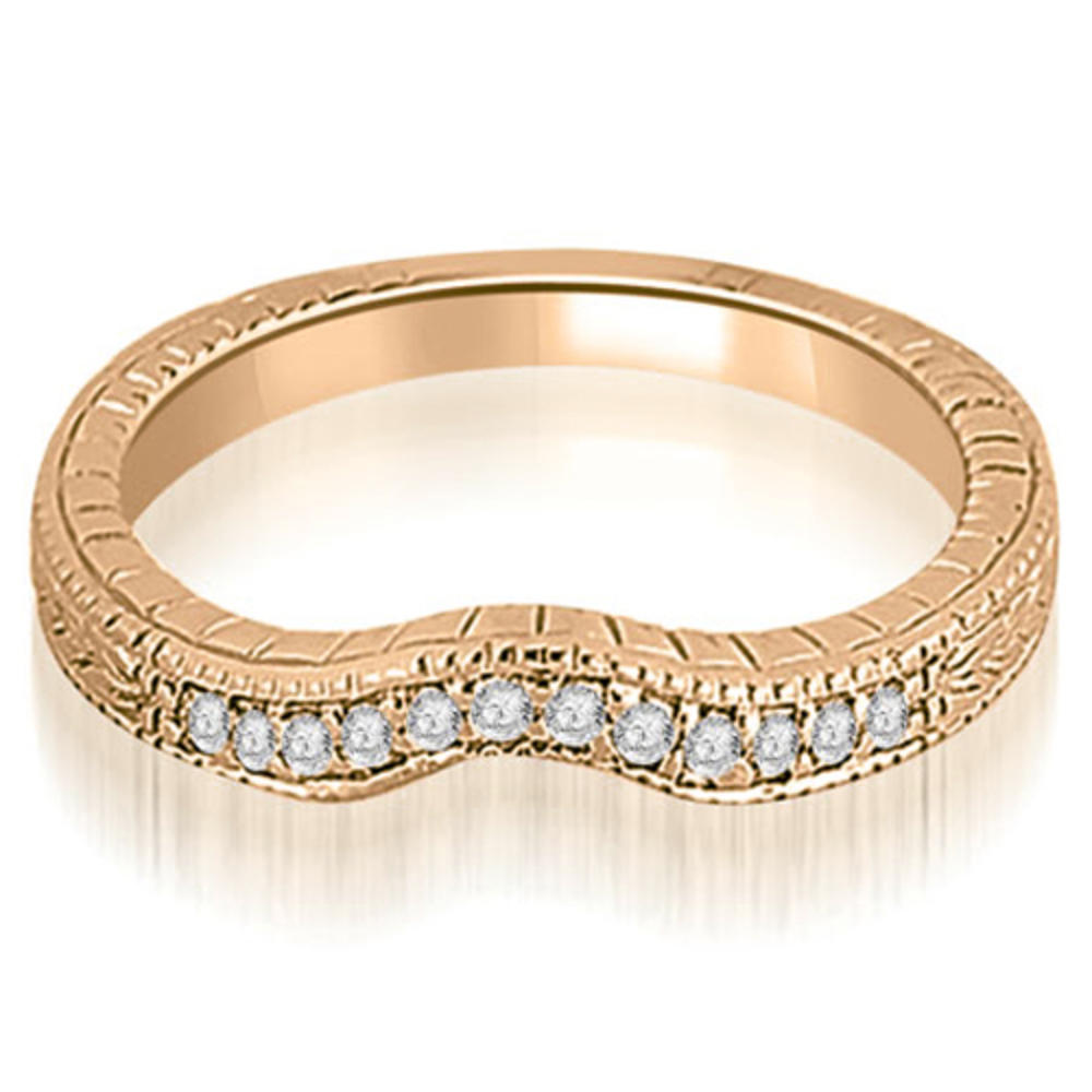 14K Rose Gold 0.15 cttw  Antique Cathedral Round Curve Diamond Wedding Band (I1, H-I)