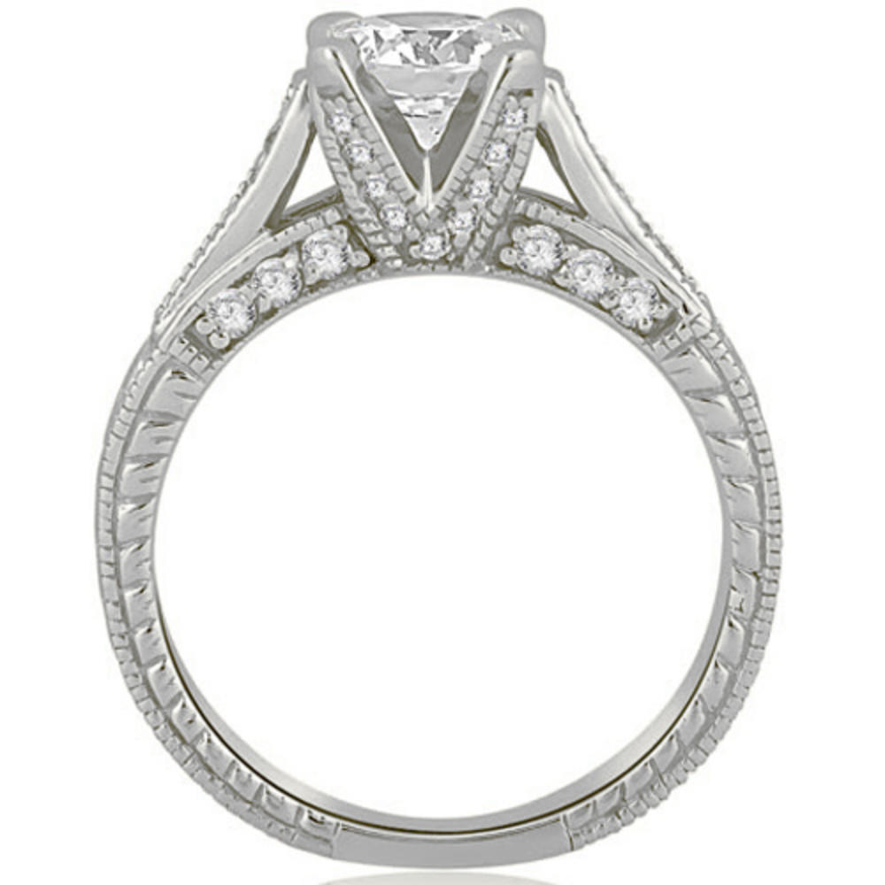 14K White Gold 0.70 cttw Antique Cathedral Round Cut Diamond Engagement Ring (I1, H-I)