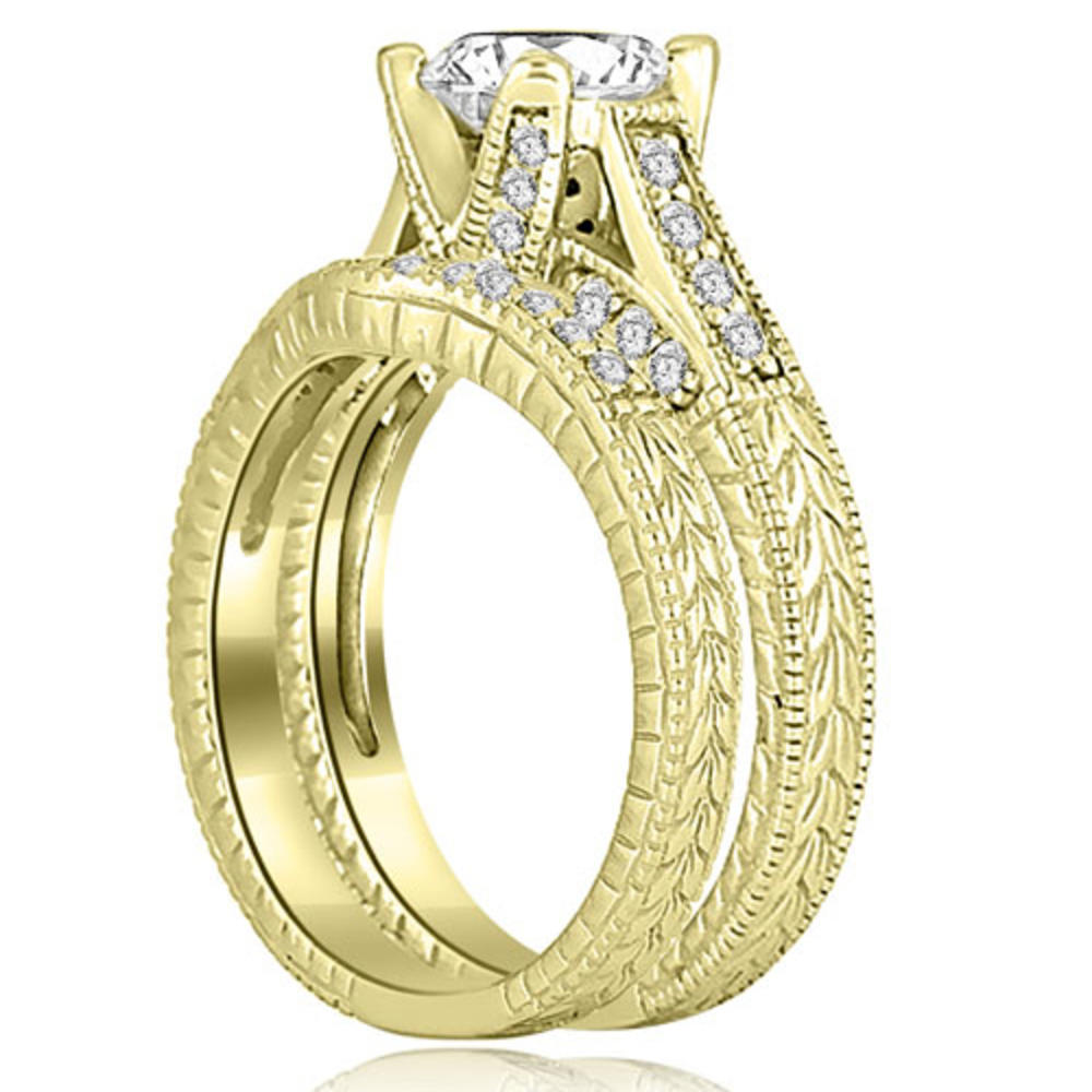 0.95 cttw Round Cut 14k Yellow Gold Diamond Bridal Set