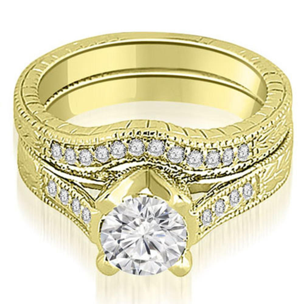 0.95 cttw Round Cut 14k Yellow Gold Diamond Bridal Set