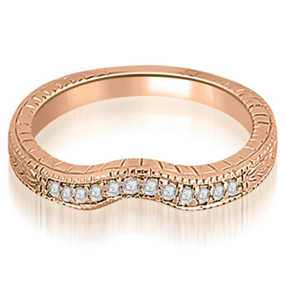 18K Rose Gold 0.15 cttw  Antique Cathedral Round Curve Diamond Wedding Band (I1, H-I)