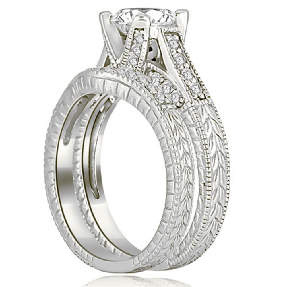 1.25 Cttw Round-Cut 18K White Gold Diamond Engagement Set